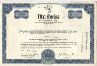 Mr.Swiss of America, Inc. 100 shares. 1960-70s (brown/blue)