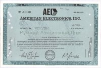 American Electronics, Inc. (AEI) California. 100 shares. 1960s
